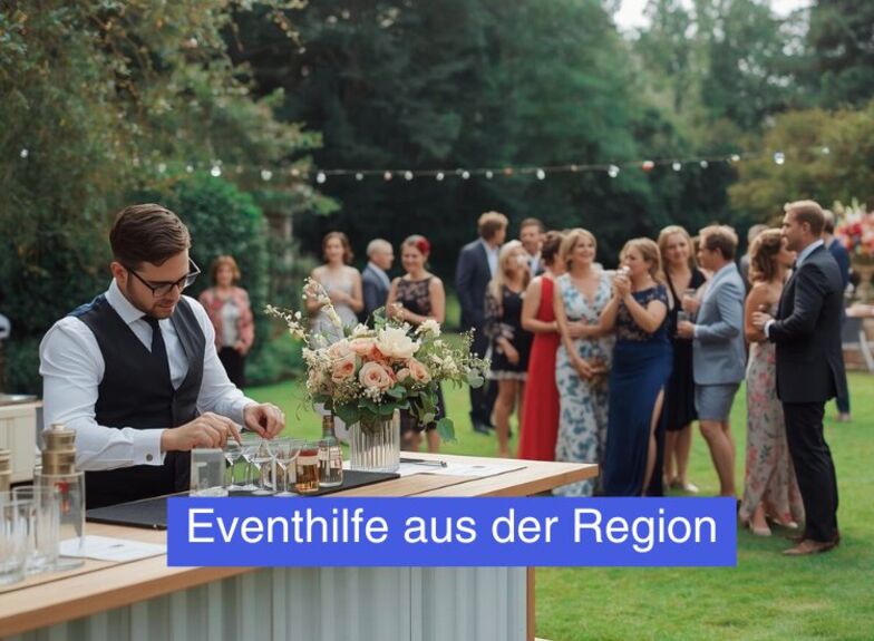 Bartender prepares drinks at a garden party, experienced event assistant in Switzerland via KnowS