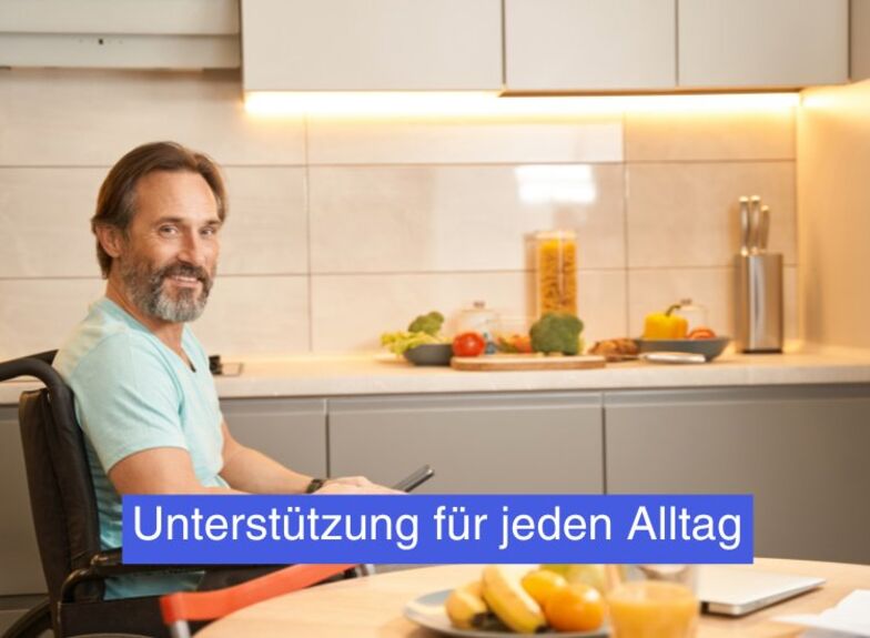 Person in a modern kitchen performing an everyday task, support in everyday life via KnowS Switzerland