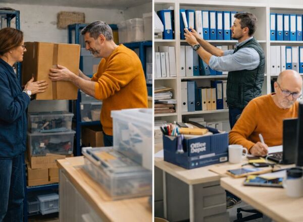 Winter Projekt in der Schweiz, Personen ordnen gemeinsam Zuhause und Büro mit lokaler Unterstützung