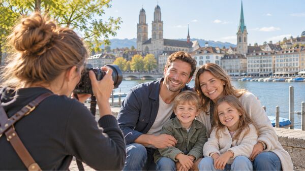 Photographer taking family photos in Zurich