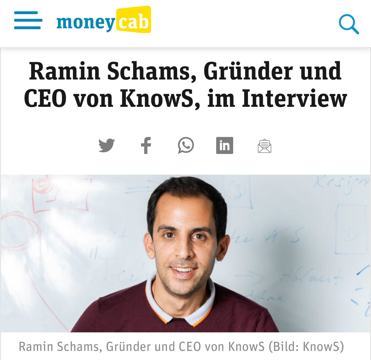 Interview mit Ramin Schams, Gründer und CEO von KnowS, auf Moneycab