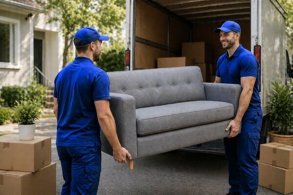 Moving helpers carrying furniture in Switzerland