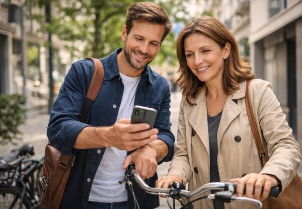 Two people finding services and providers on KnowS using a smartphone