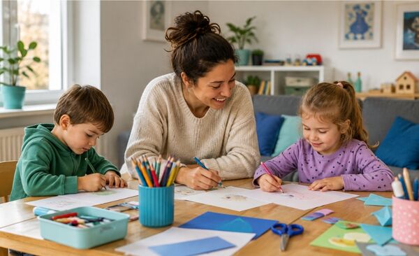 Childcare provider looking after children in Zurich