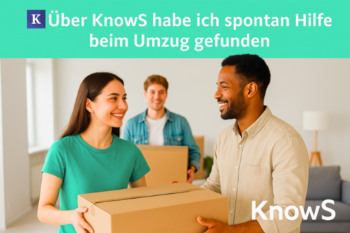 Zwei Personen erhalten Unterstützung beim Umzug - Symbol für die wachsende KnowS Community in der Schweiz und den Ausbau nach Deutschland