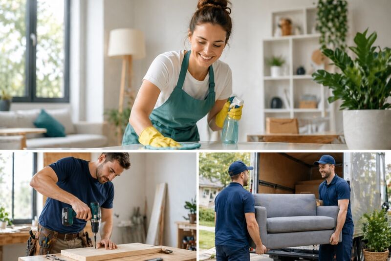 Unterstützung im Alltag in der Schweiz, Reinigung, Handwerker und Umzugshilfe im Einsatz