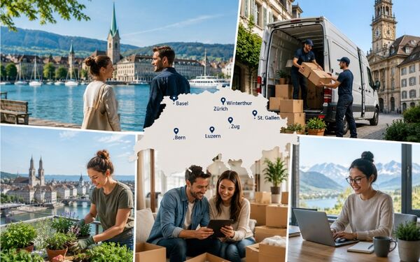Menschen nutzen lokale Dienstleistungen und finden Unterstützung im Alltag in Städten wie Zürich, Bern, Basel und Luzern in der Schweiz mit KnowS