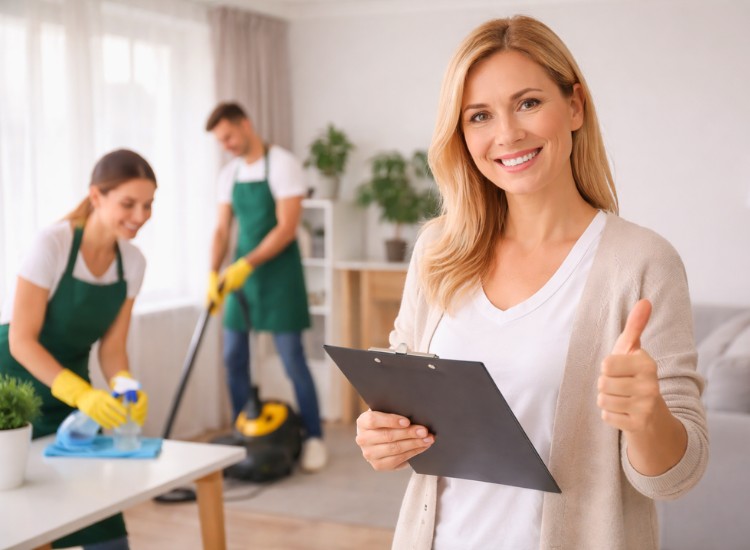 Frau aus Zürich ist zufrieden nachdem sie über KnowS Unterstützung für die Wohnungsreinigung gefunden hat