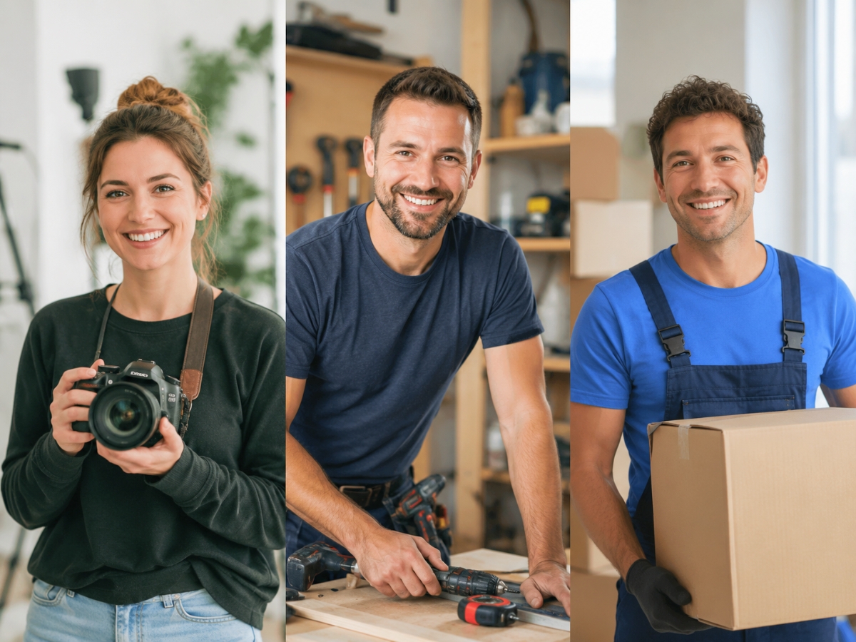 Photographer, handyman, and moving and cleaning helper promoting their services and receiving customer enquiries through KnowS in Switzerland.