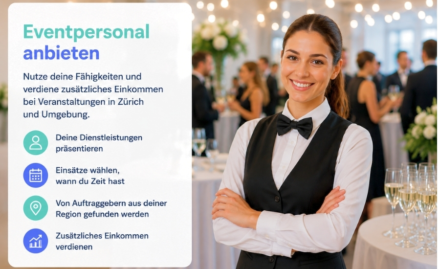 Eventpersonal in Zürich anbieten und zusätzliches Einkommen verdienen