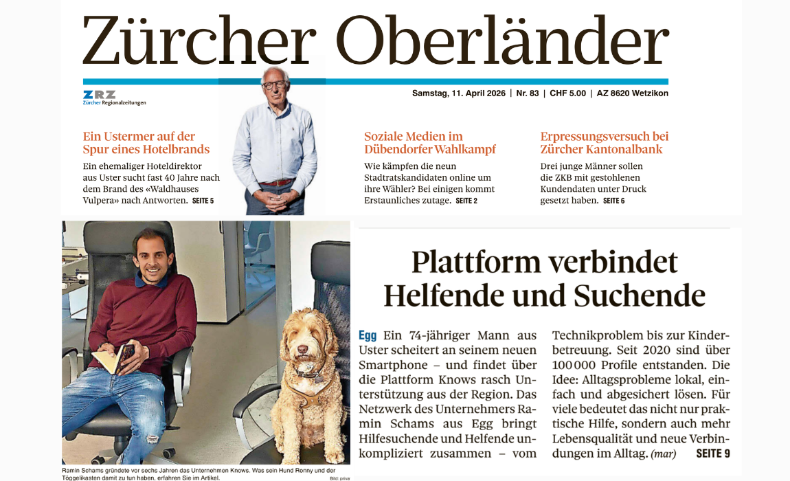 KnowS Presseartikel zeigt, wie Ramin Schams Menschen im Alltag verbindet