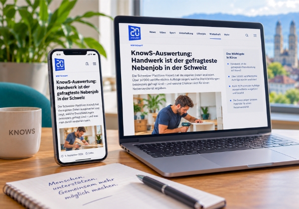 20 Minuten berichtet über die KnowS Auswertung zu gefragten Dienstleistungen in der Schweiz