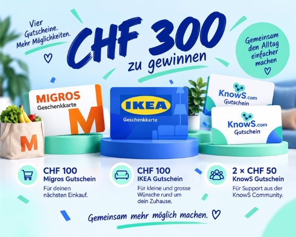 KnowS Gewinnspiel mit Migros, IKEA und KnowS Gutscheinen im Wert von CHF 300